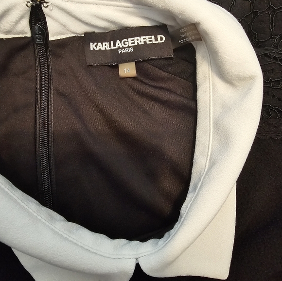 KARL LAGERFELD PARIS Collared Ruffle Mini Dress. Size 14 - Picture 9 of 10